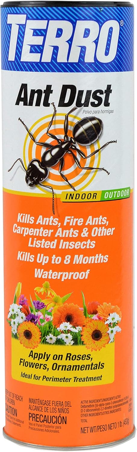 TERRO T600 Ant Dust Powder Killer for Indoors and Outdoors - Kills Ants, Fire Ants, Carpenter Ants, Roaches, Spiders, and Other Insects , 1lb