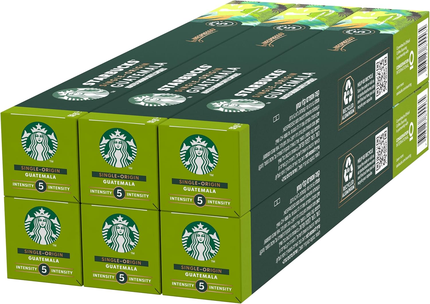 STARBUCKS Single-Origin Guatemala by Nespresso, Blonde Roast, Coffee Capsules 6 x 10 (60 Capsules)