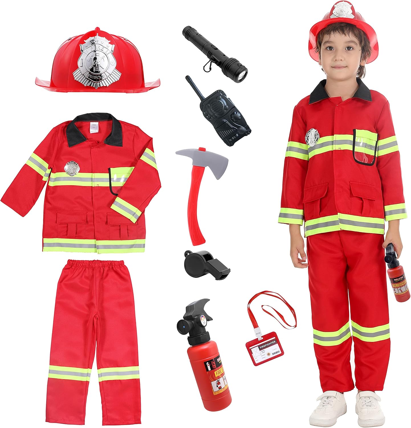 Fireman Costume For Kids Fire Chief Cosplay Role Play Toys