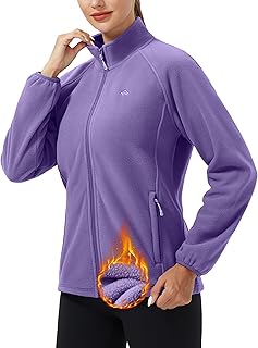 Pioneer Camp Women's Lightweight Fleece Jacket Full Zip Polar Soft Warm Winter Coat Antistatic Outwear with Zipper Pockets