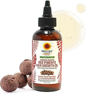 Tropical Isle Living Strong Roots Red Pimento Hair Growth Oil 4oz - Natural Moisturizing Treatment for Itchy, Dry Scalp and Promote Hair Growth, Prevent Dundruffs with Jamaican Black Castor Oil