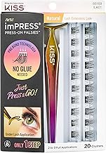 KISS imPRESS Falsies False Eyelashes, Lash Clusters, 'Natural', 12 mm, Includes 20 Clusters, 1 applicator, Contact Lens Friendly, Easy to Apply, Reusable Strip Lashes