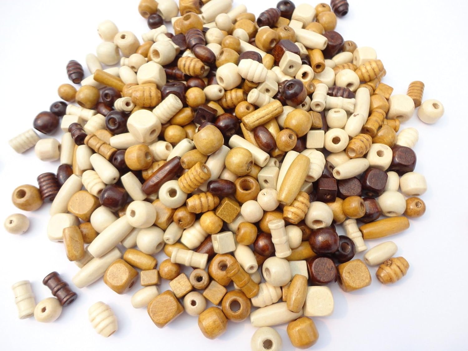 100 Or 200 - Wooden Mixed Size & Shape Wood Beads Craft Jewellery Dolls Hair Braiding - Pack Size: 200 Beads