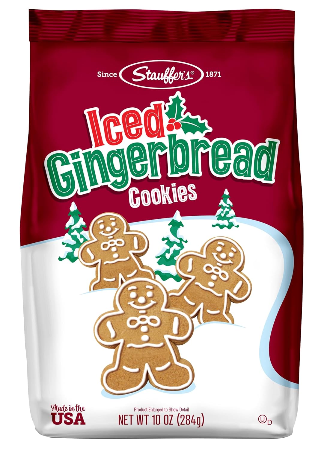 STAUFFERS Iced Gingerbread Cookies - 10oz Bag - Traditional Holiday Gingerbread with Icing - No Artificial Flavors