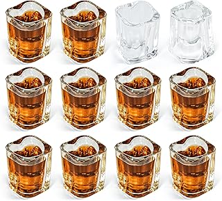 2oz Heavy Base Shot Glasses Sets,12pcs Cute Heart Shaped Clear Tequila Shots,Mini Square Shot Glass, Espresso Shot Glass,Gift for lover boyfriend girlfriend