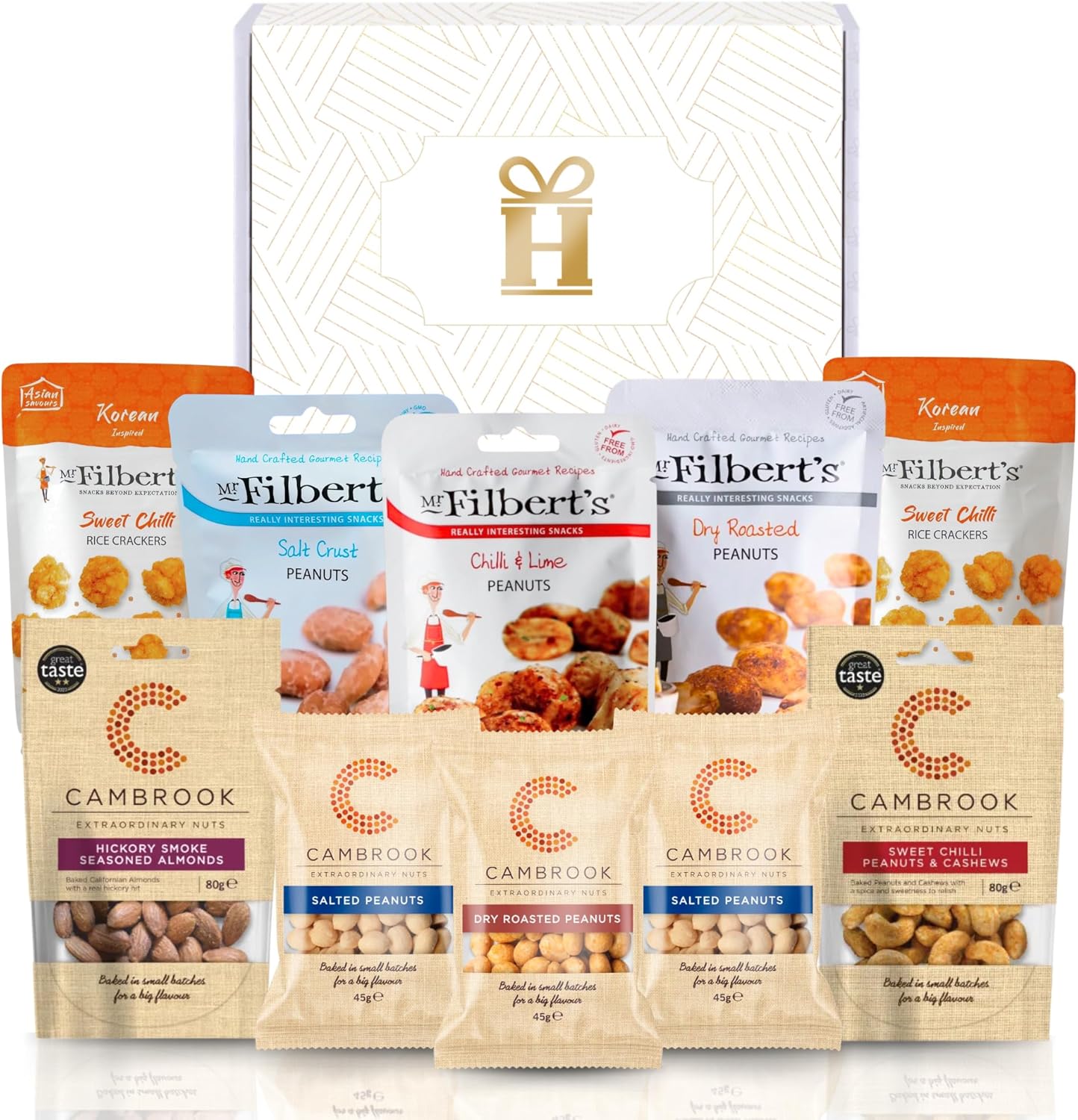 Hattie’s Gifts Nuts Hamper - Mixed Nuts Snack Box with Peanuts, Almonds, & Cashews - Savoury Snack Gift for Men, Pub Treats, Movie Night, Food Hamper Ideas, Birthday or Father’s Day Surprise