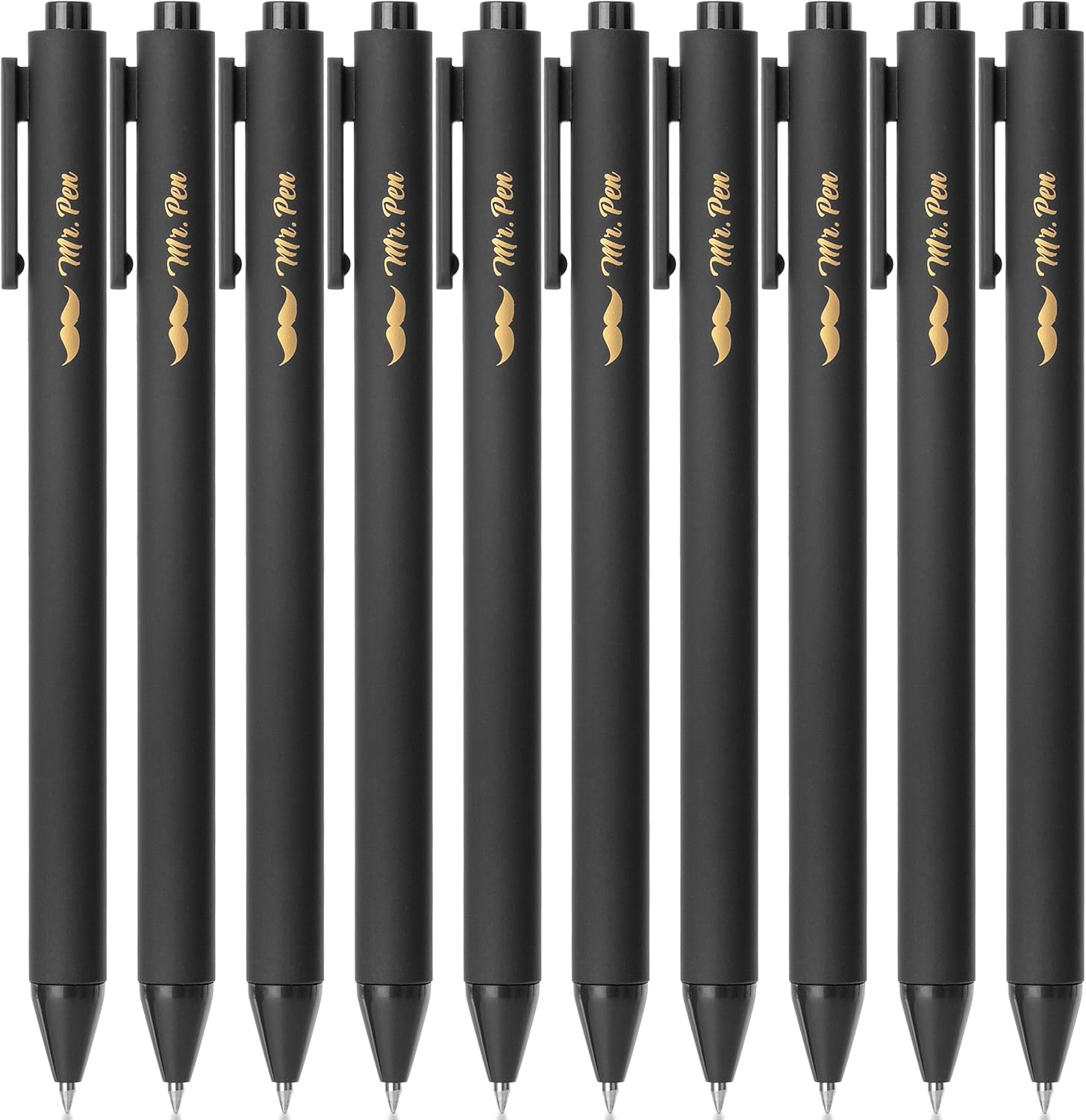 Mr. Pen- Retractable Gel Pens, 10 Pack, Black Ink Gel Pens, Black Barrels, Fast Dry, Gel Pens Fine Point 0.5mm, Retractable Pens, Cute Pens, Gel Ink Pens, Aesthetic Pens for Journaling Fine Tip Pens