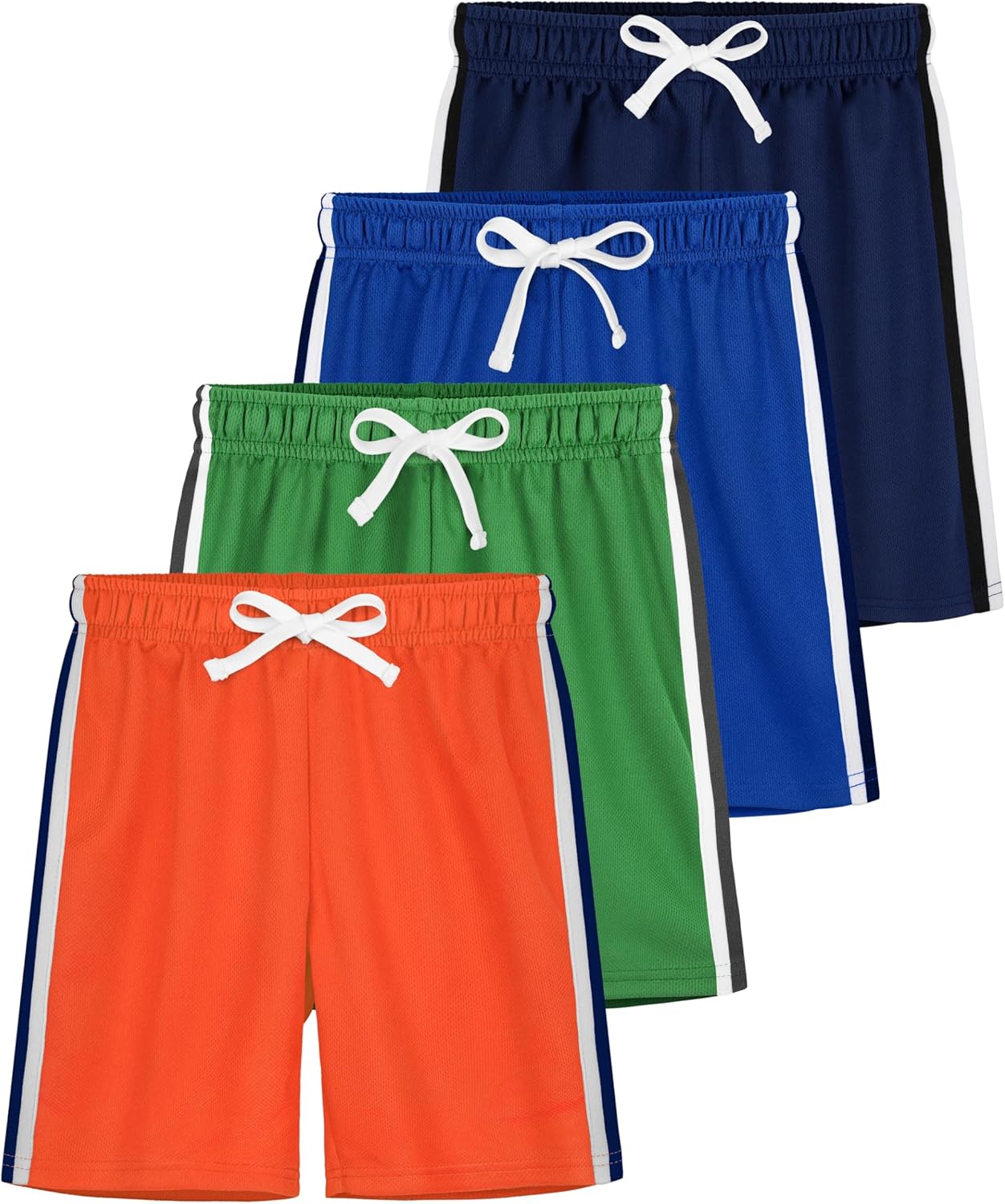 4 Pack Boys Shorts Toddler Boys Athletic Basketball Shorts Clothes Kids Mesh Active Quick Dry Gym Sports with Stripe