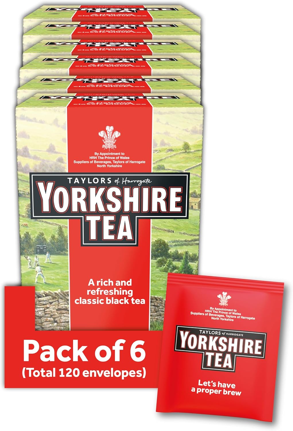 Yorkshire Tea, Individually Wrapped & Tagged Tea Bags, 6 Boxes of 20 Tea Bags (Total 120 Bags)