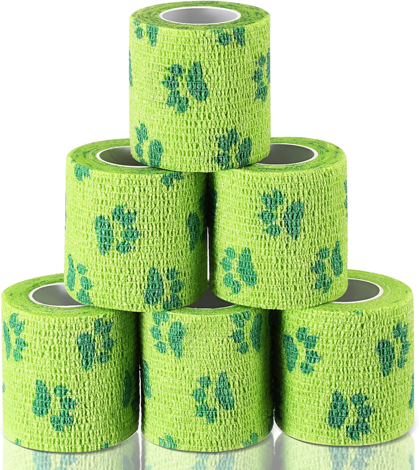 6 Rolls No Chew Bandage for Dogs Bitter Bandage Wrap for Dogs Wound Wrap (Green,2 Inches X 5 yd)