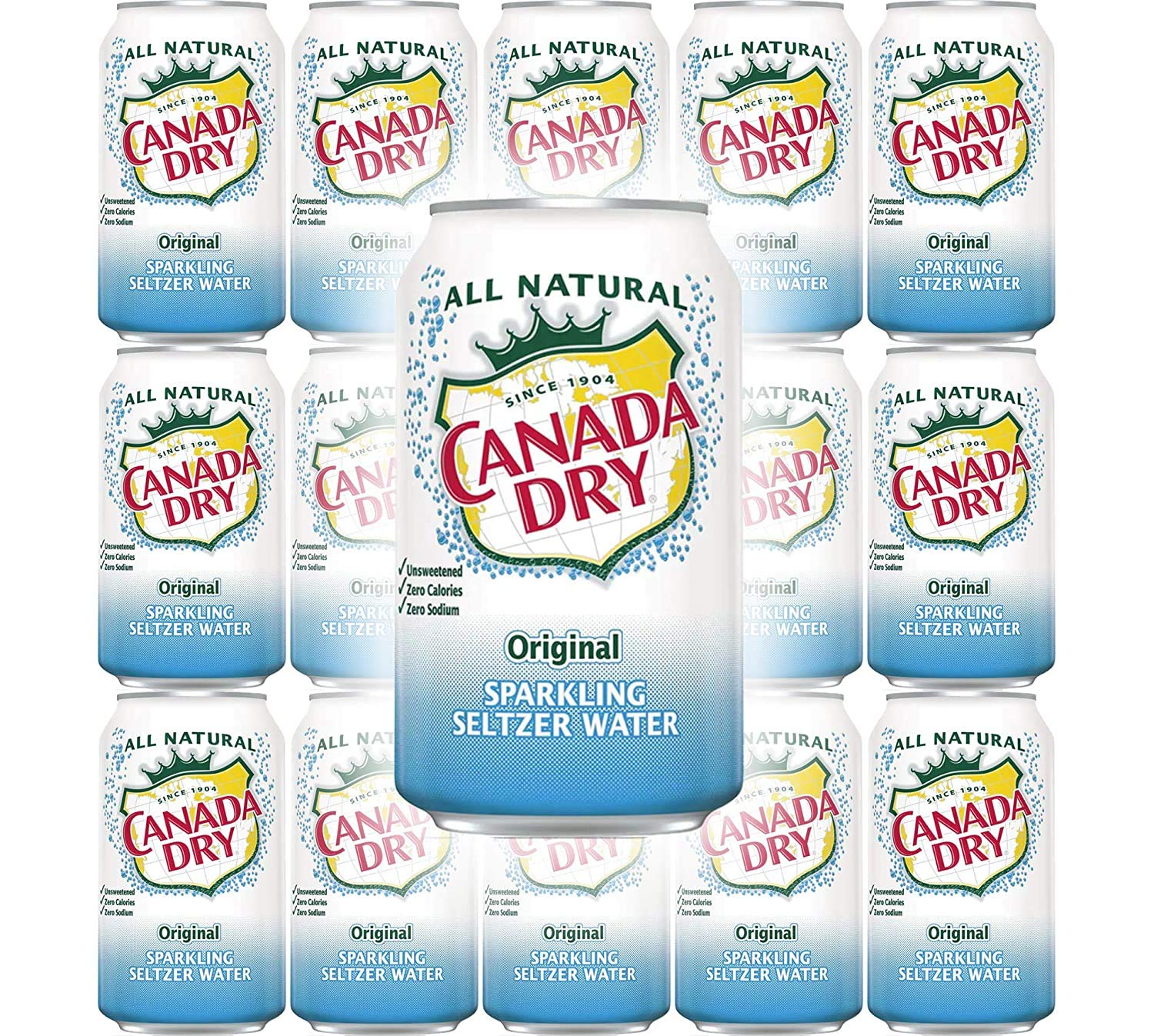 Canada Dry Seltzer Water Sparkling Original 325 ml Can (18-Pack)