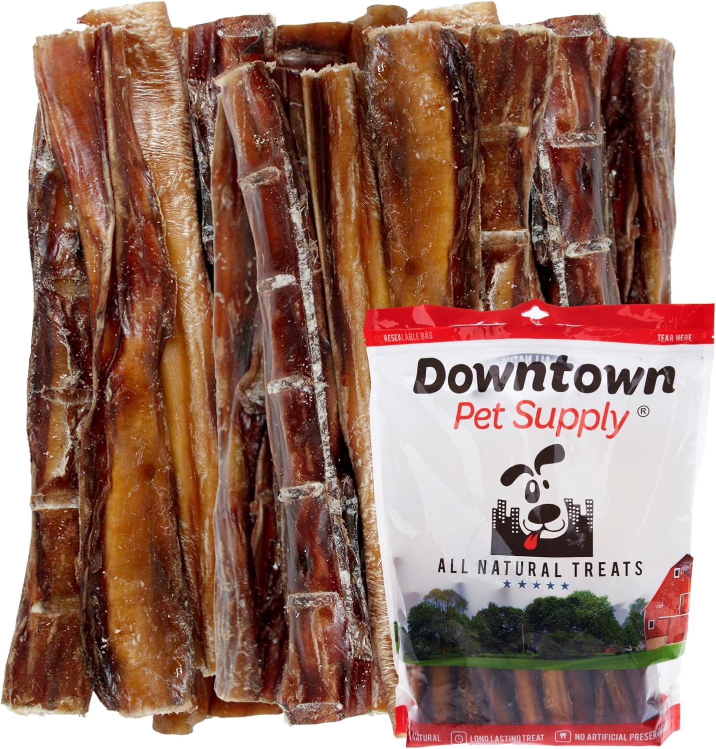 Downtown Pet Supply USA-Made Bully Sticks for Dogs (6", 15-Pack Regular) Rawhide Free Dog Chews Long Lasting Non-Splintering Pizzle Sticks - Low Odor Bully Sticks for Small - Medium Dogs