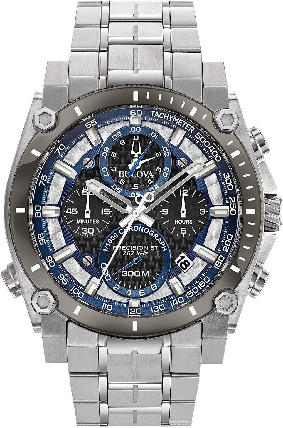 Bulova Mens Chronograph Quartz Watch with Stainless Steel Strap 98B316