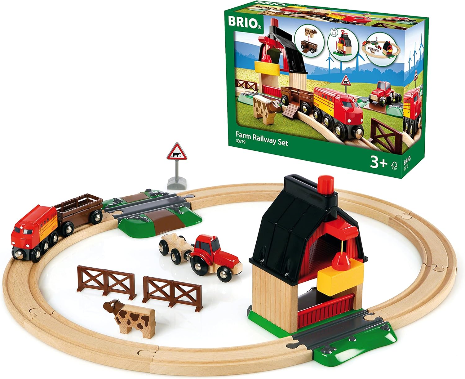 BRIO World Farm Railway Set for Children Age 3 Years Up - Compatible With Most BRIO Trains And Accessories