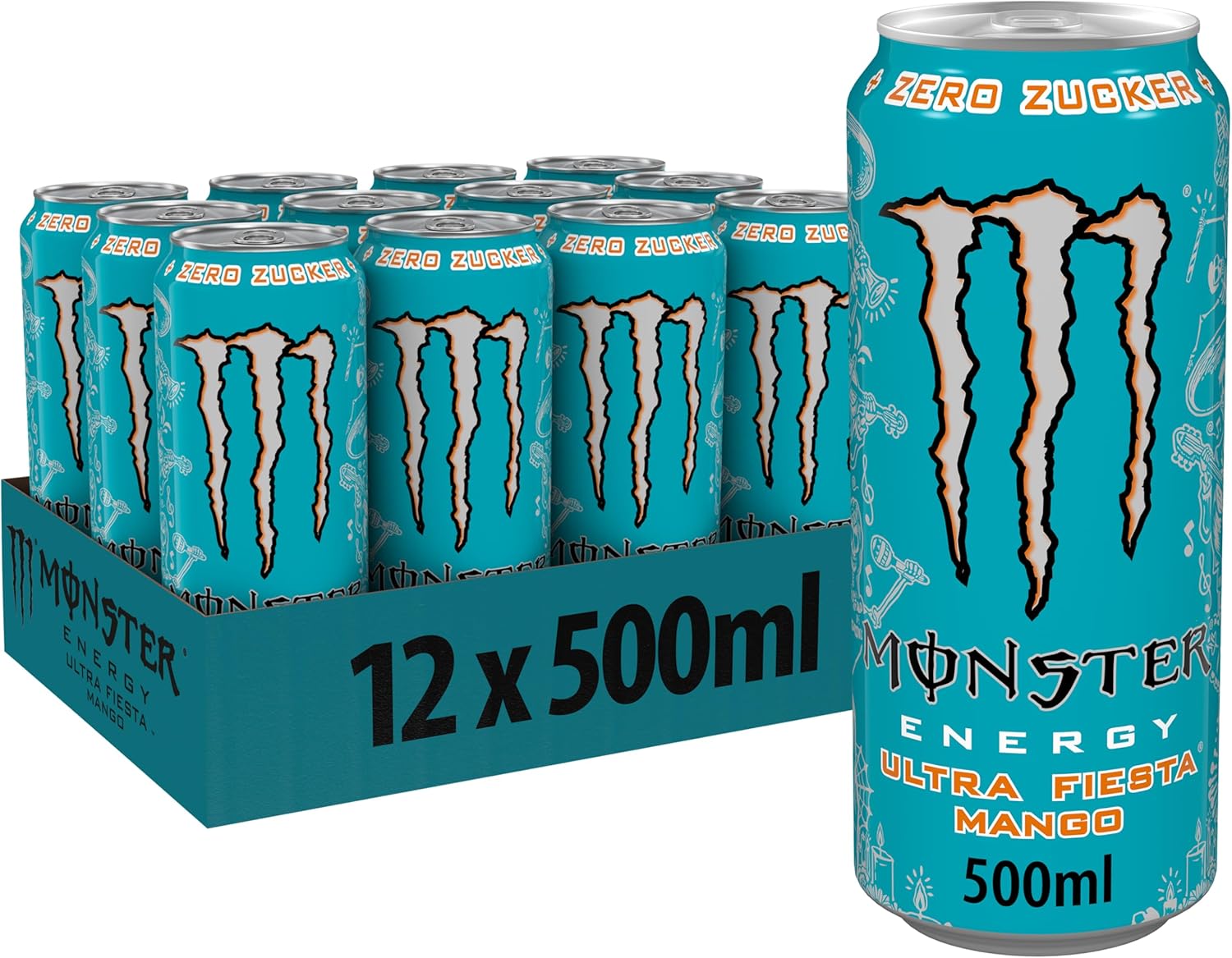 Monster Energy Ultra Fiesta, 12 x 500 ml, disposable can, zero sugar and zero calories