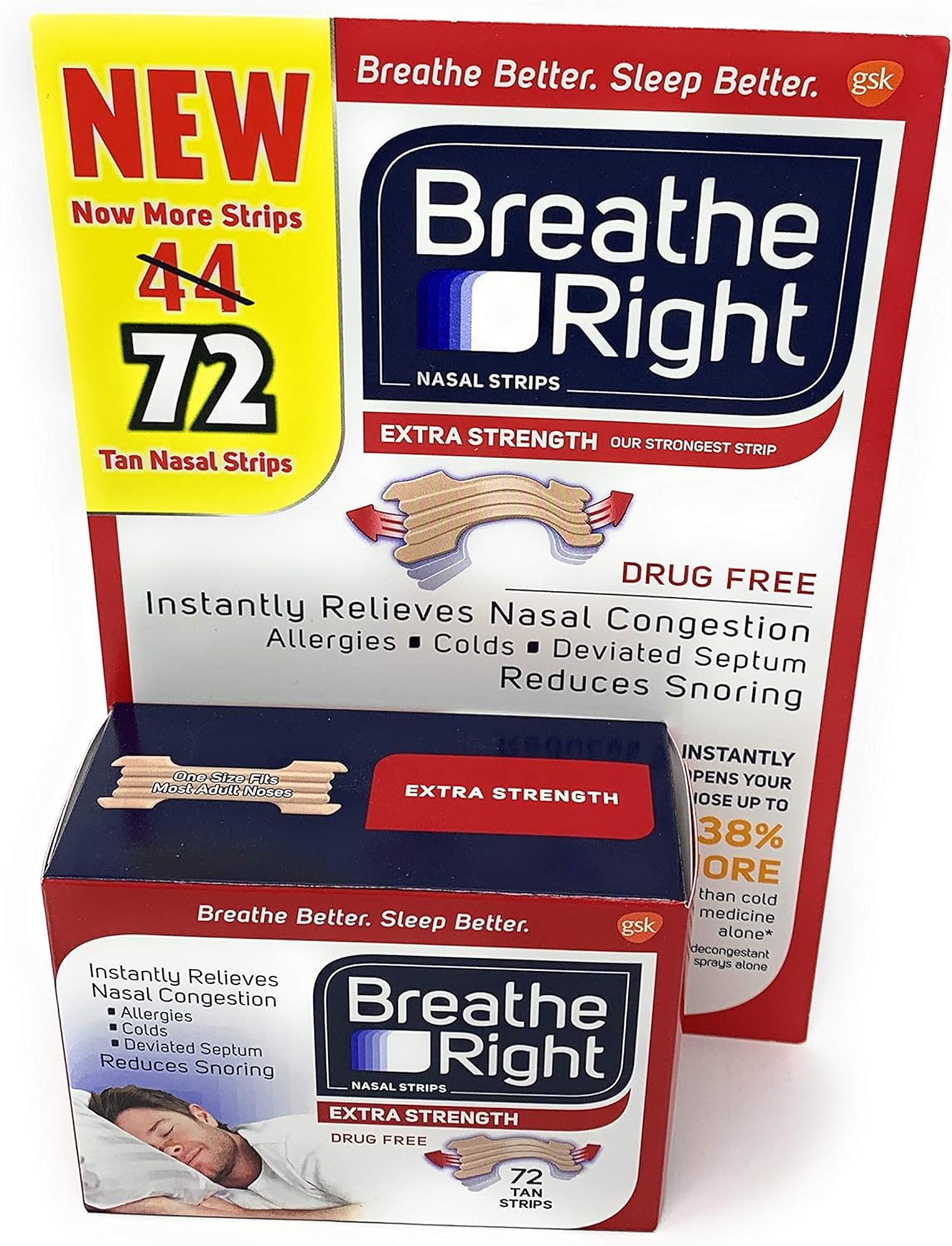 Breathe Right Extra Nasal Strips, 72 Count (Premium Pack)