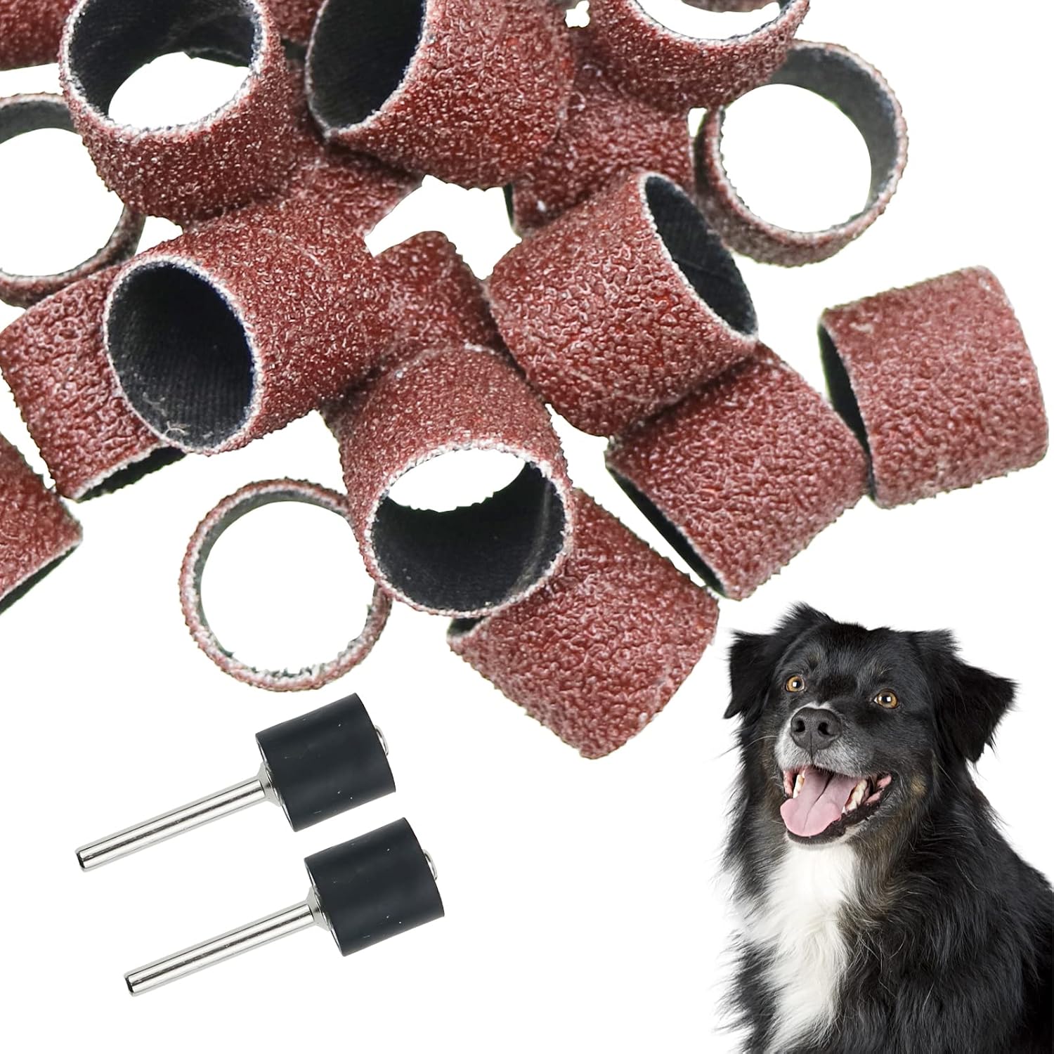 26 Pack Nail Grinder for Dogs Replacement Kit Sanding Drum Set Grit Sand Bands Shank Rotary Tool Kit Pet Nail Smoother Dog Claw Care (80#/120#)