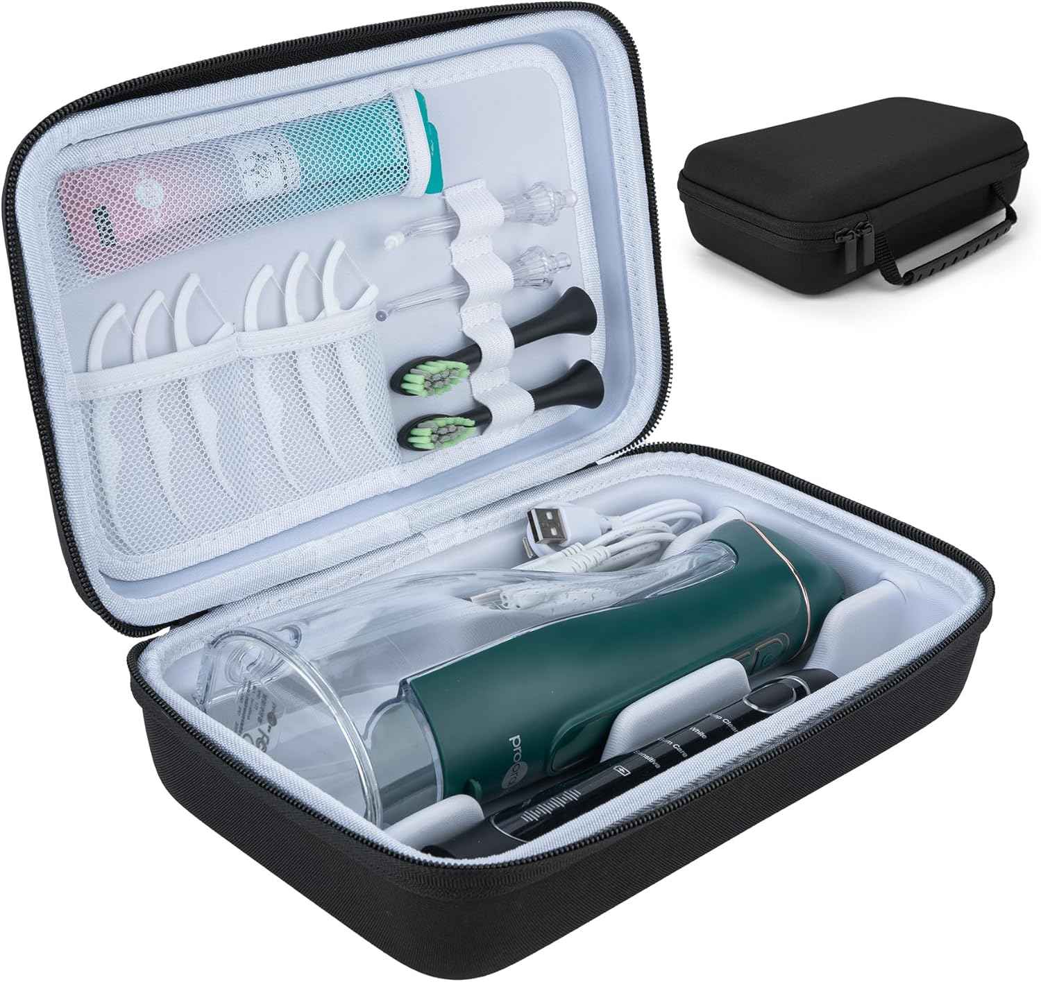 Water Flosser Travel Case, Portable Oral Irrigator Organizer, Sturdy Storage Case for Flosser, Electric Toothbrush, Toothpaste and Irrigator Accessories (Case Only) - Black