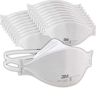 3M Aura Particulate Respirator 9210+, N95, Pack of 20 Disposable Respirators, Convenient Individually Wrapped, NIOSH APPROVED, Stapled Flat Fold Design, Low Profile Design Reduces Eyewear Fogging