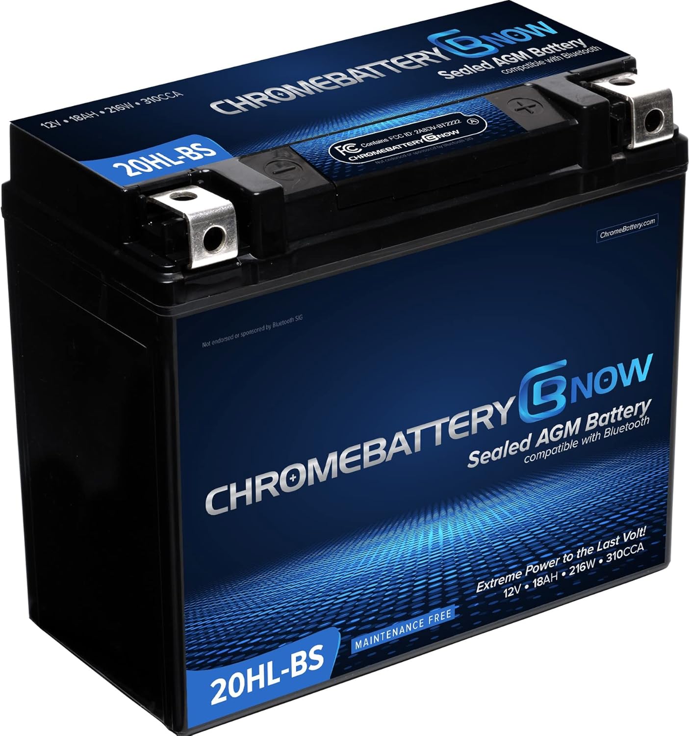 CHROMEBATTERY NOW 20HL-BS Maintenance-Free 12V 21Ah Battery Replacement for ATV, Motorcycle, Jet Skis, Scooter, UTV, and More - Nut and Bolt (T3) Terminal