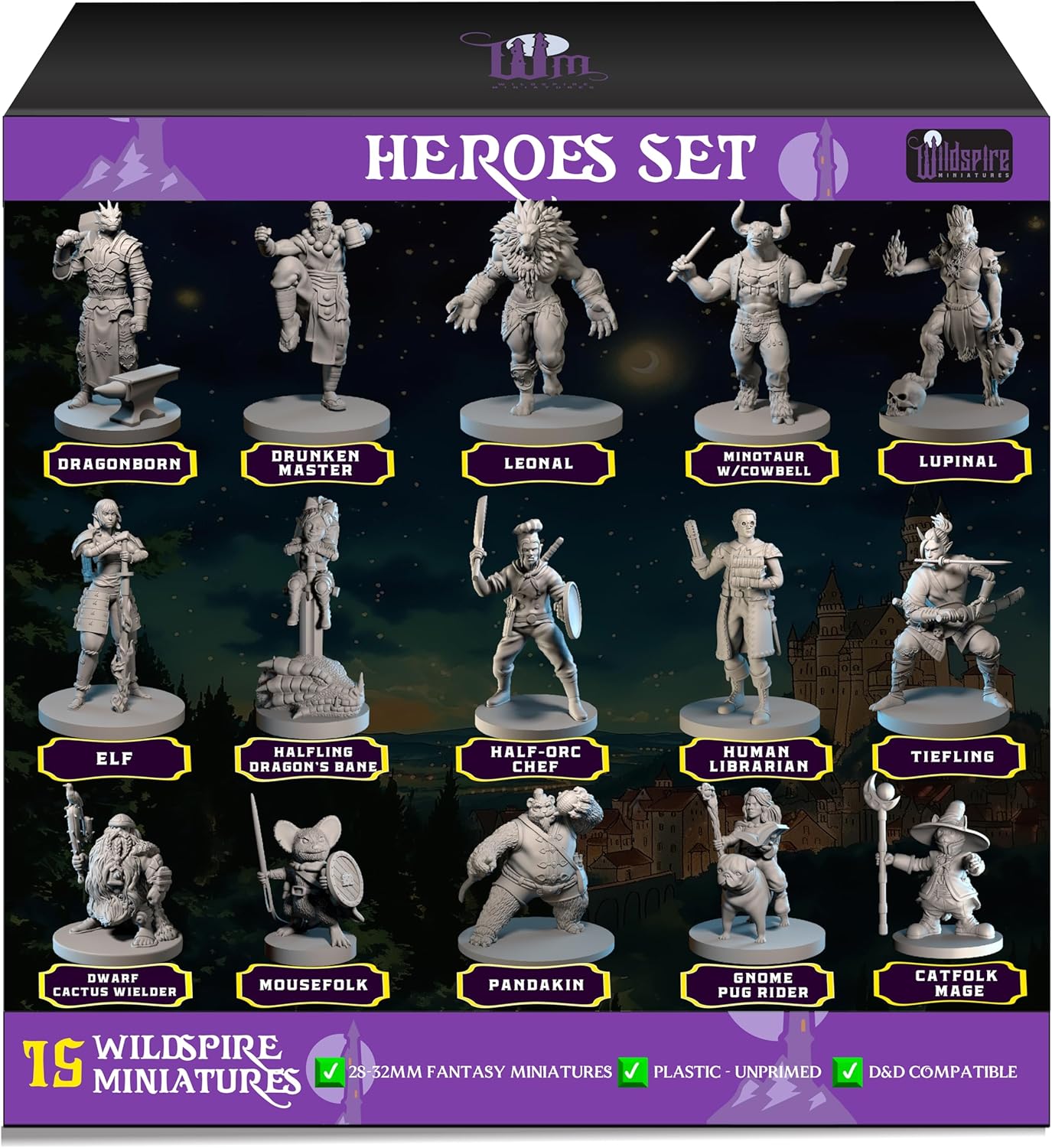 Hero, Player-Character, NPC DND Miniatures, 28mm32mm Unpainted D&D Minis Dungeons & Dragons Figures D D Bulk Pathfinder Fantasy Tabletop Fantasy Minis Set