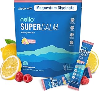 Supercalm Powdered Drink Mix, Raspberry Lemonade, L Theanine, Ksm-66 Ashwagandha, Magnesium Glycinate, Vitamin D 3, Supplements for Relaxation & Focus, No Sugar, Non GMO, On The Go, 20 Ct