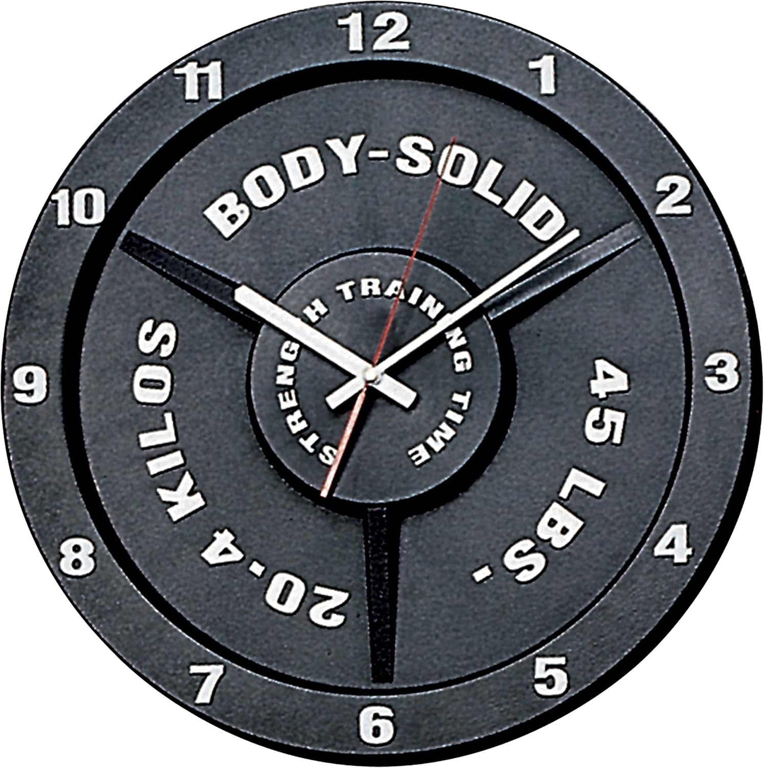Body Solid Weight Plate Art Wall Clock Battery Operated - 15" Vintage Wall Clock Decor for Home, Office, Living Room, Gym & Kitchen Decoration