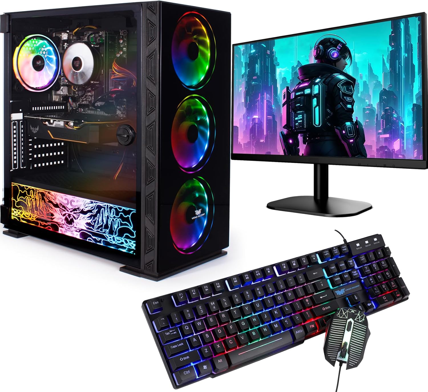 Veno Scorp Budget Gaming PC 22” Bundle Intel Core i5-8GB RAM - 500GB HDD – GT 710 2GB NeonZilla ARGB Gaming Case - WINDOWS 11
