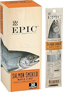 EPIC Smoked Salmon Strips, Wild Caught, Paleo Friendly, 20 ct, 0.8oz Strips