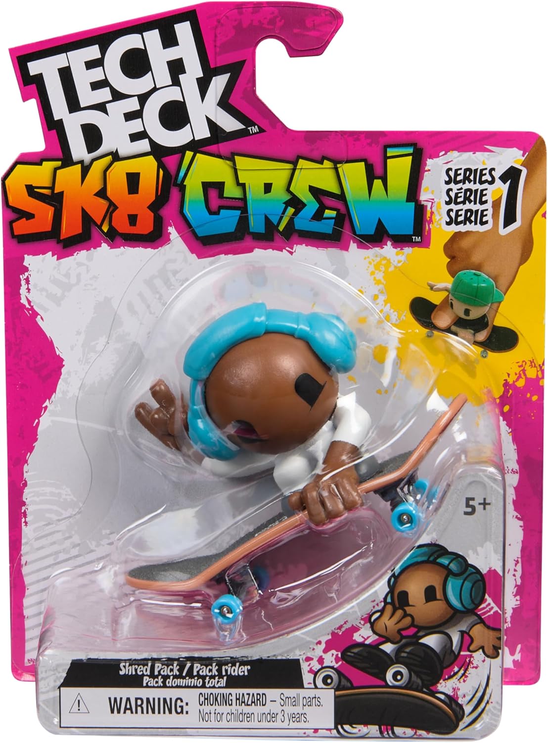 Tech Deck Sk8 Crew, Exclusive Fingerboard with Assistive Figure, Collectible and Customisable Mini Skateboards, Kids’ Toys for Ages 5 and up (Styles May Vary)