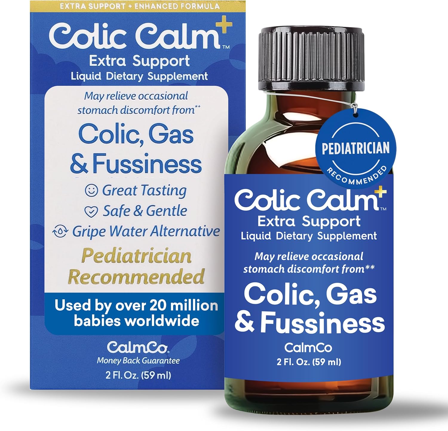 Colic Calm Plus - Gripe Water with Extra Support, Infant Gas Drops for Newborns, Colic & Upset Stomach Relief, Safe & Gentle, Baby Essentials for Digestive Health, 2 fl oz (Pack of 1)