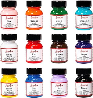 Angelus Brand Acrylic Paint Starter Kit 12 1oz Leather Vinyl Sneaker