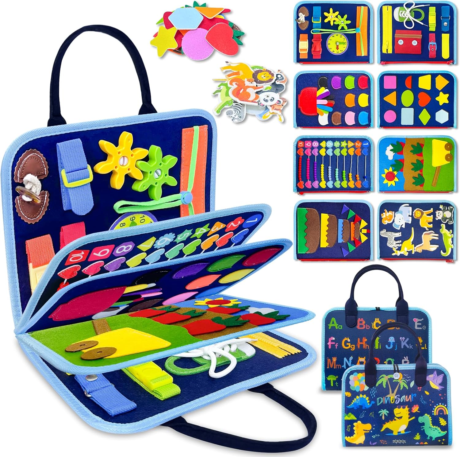 Exorany Busy Board Montessori Toys for Toddler Boy Birthday Gifts, Busy Book Sensory Learning Toys for Toddlers, Toddler Boy Airplane Car Travel Toy Educational Activities