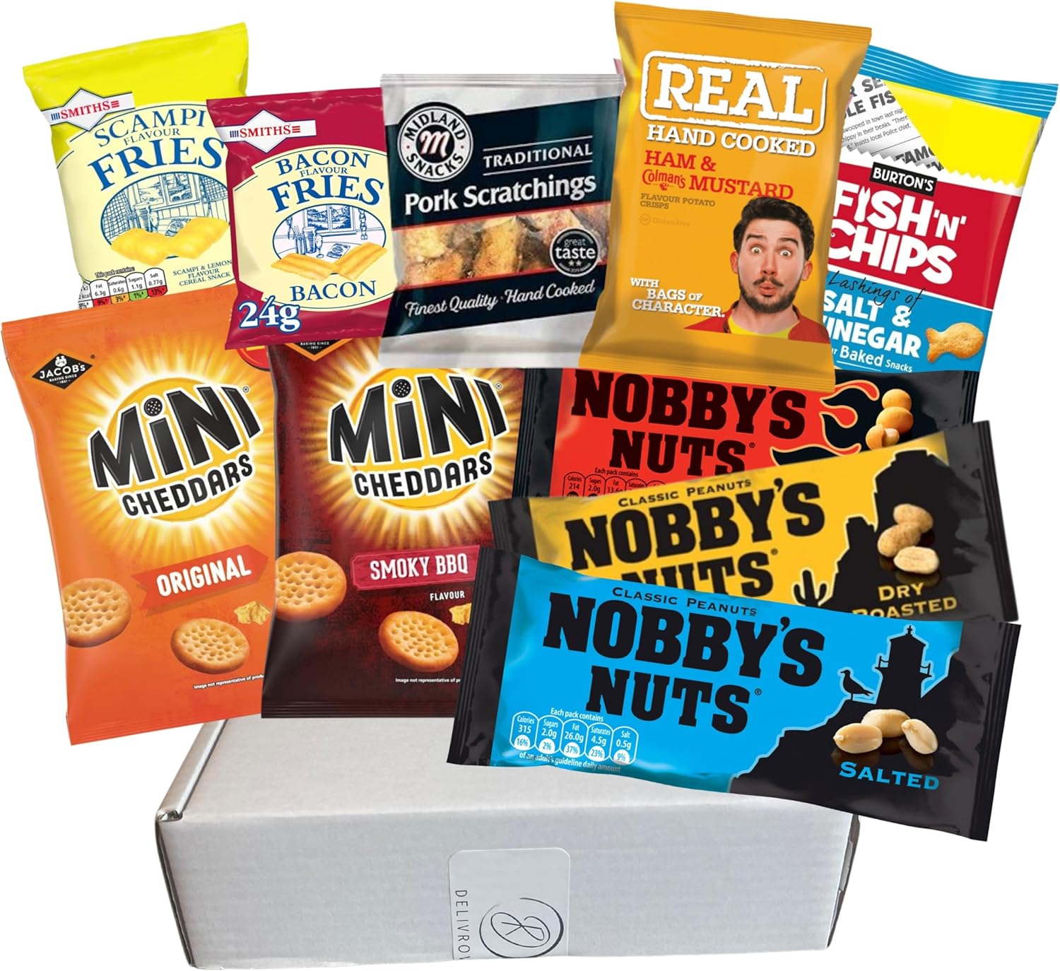 Ultimate Snack Box - Great for Film/Date Night or Sharing - Crisps, Nuts, Pork Scratchings - Mini Cheddars, Scampi & Bacon Fries and Many More Tasty Snacks! - Exclusive to Delivrowe