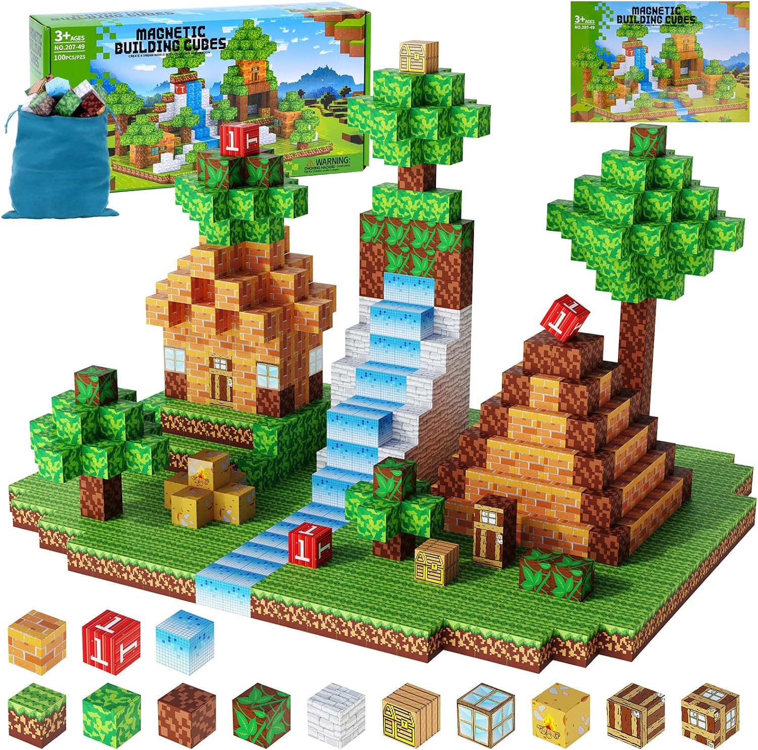 Magnetic Blocks 100PCS 1inch Magnet Toys for Kids, Magnetic Tiles Kids Build Cubes, STEM Sensory Toys for 3+ Boys and Girls