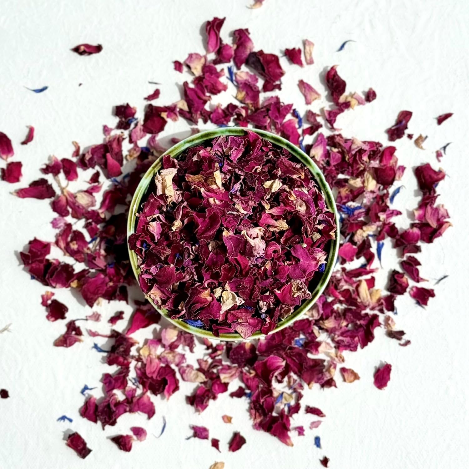 Edible 'Enchanted Forest' Natural Dried Flower Petal Mix - 500g - Pink, Red and Burgundy Rose with Blue Cornflower - Certified Food Grade (184)