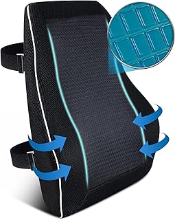 Gel Lumbar Support Pillow for Office Chair Car, Gaming Chair Lower Back Pain Relief Memory Foam Cushion with 3D Mesh Cover Ergonomic Orthopedic Back Rest