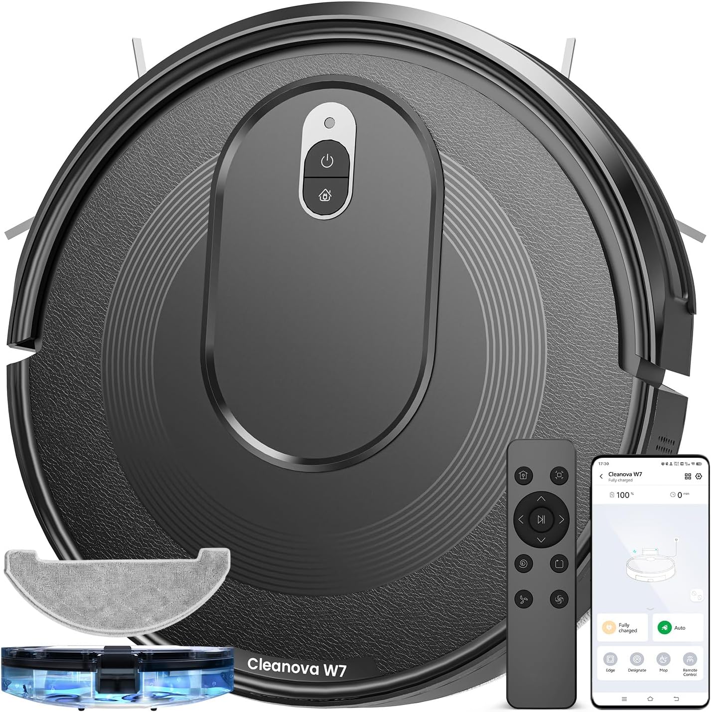 Vexilar W7 Robot Vacuum Cleaner with Mop, 2 in 1 4000Pa Strong Suction Robot Vacuum, Remote/Alexa/App/Voice Control, Automatic Self-Charging, Robotic Vacuum for Pet Hair, Hard Floors, Carpet