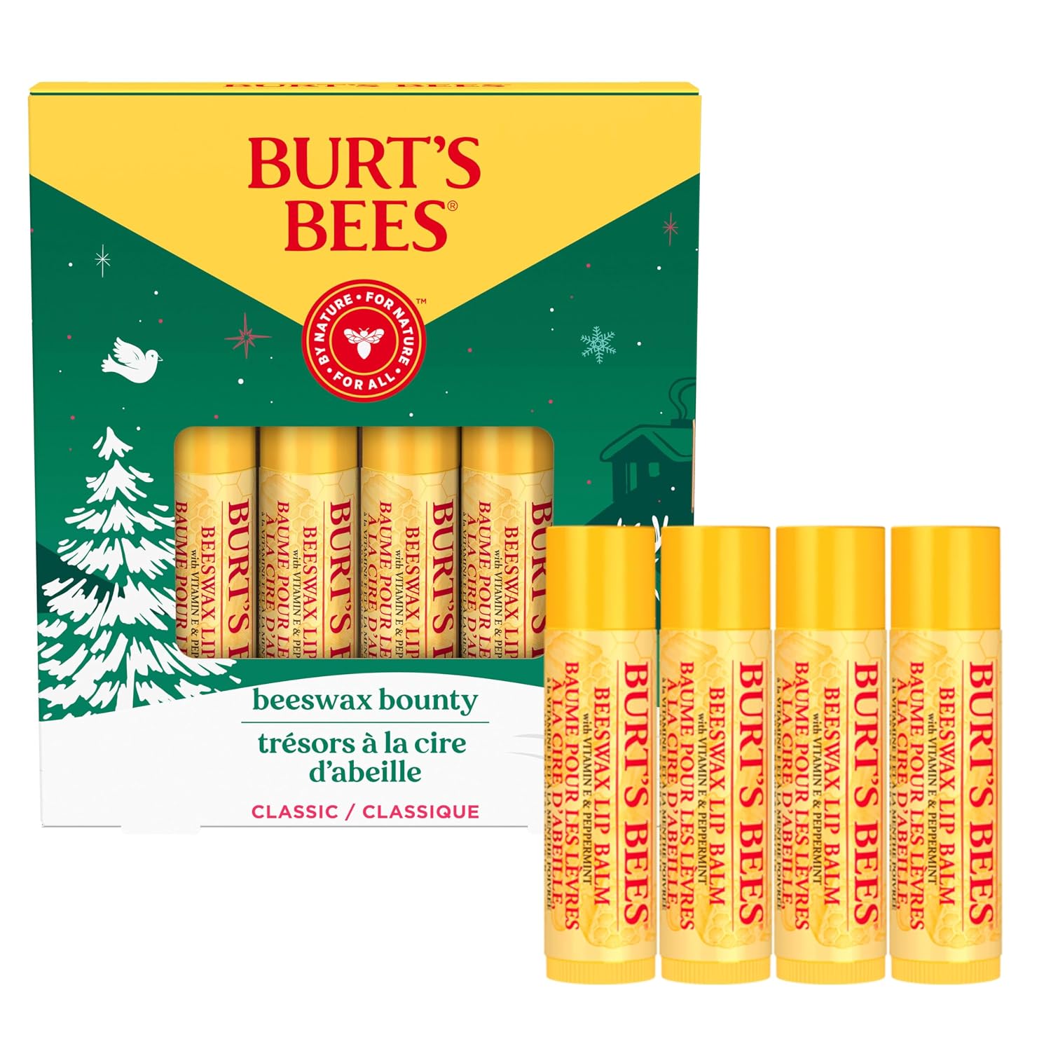 Burt's Bees Beeswax Bounty Lip Balm Set, Classic, 0.15 oz., 4 Tubes