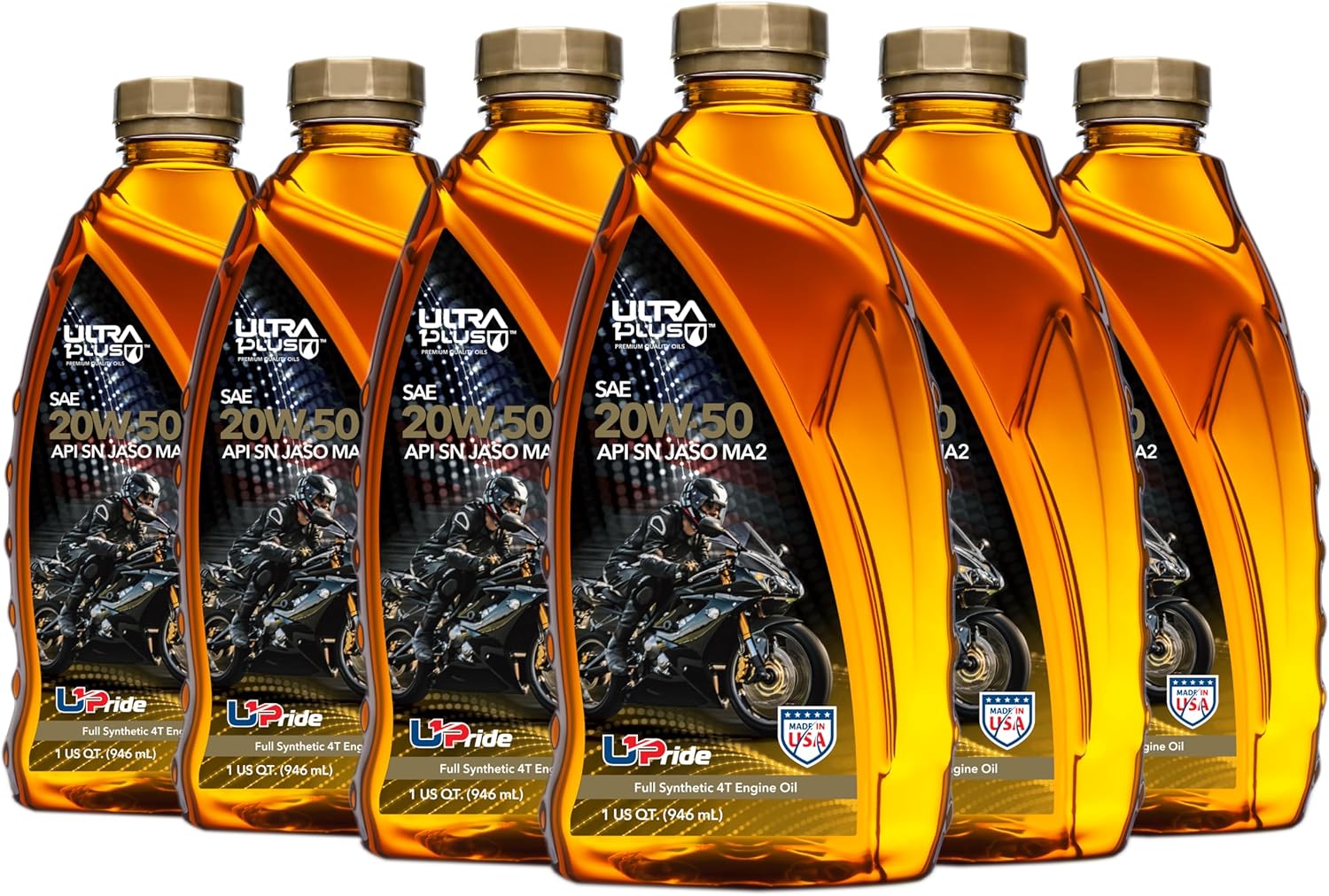 ULTRA 1PLUS 4T 20W-50 Full Synthetic Motorcycle Oil API SN JASO MA2-20W50 Motor Oil, 6 Quarts