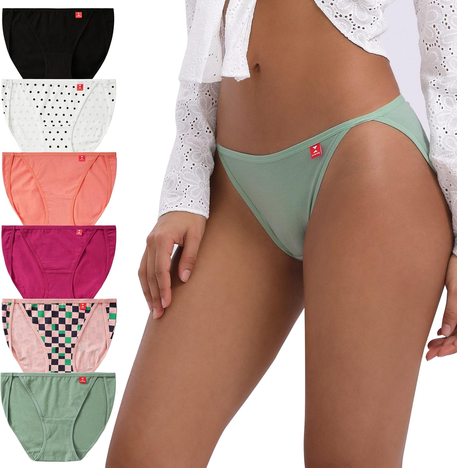 INNERSY High Leg Knickers for Women Comfy Cotton Underwear Ladies Basic Bikini Briefs Pack of 6