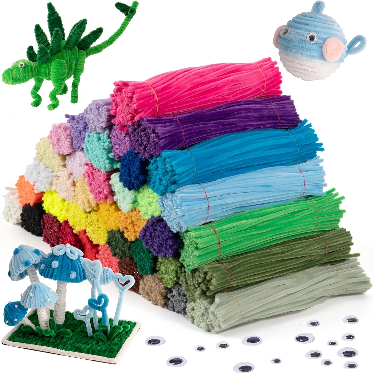 Caydo 4000 Pieces Pipe Cleaners 40 Assorted Colored Chenille Stems for Art and Crafts, Pipe Cleaner for DIY Art and Craft Projects Creative Mother's Day Gift