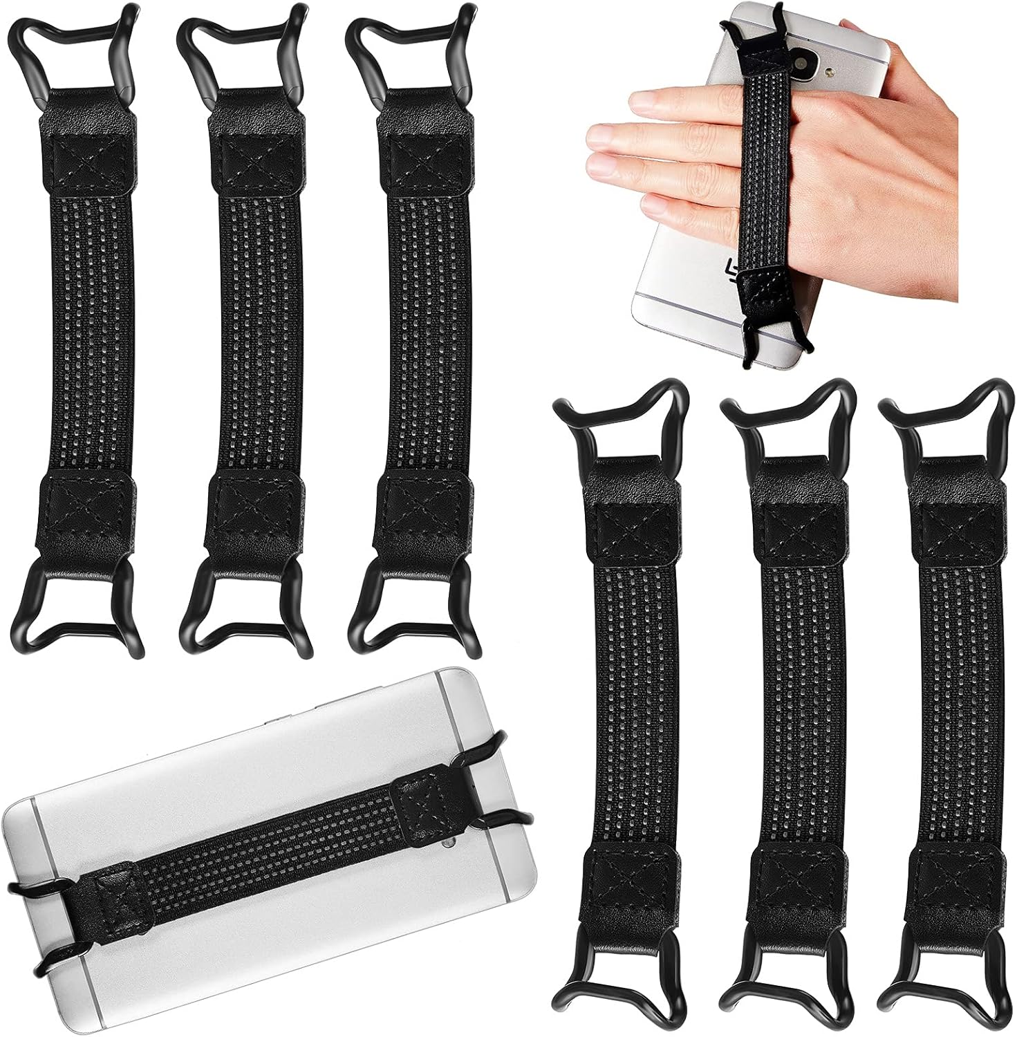 Weewooday 6 Pieces Mobile Phone Security Hand Strap Holder Security Hand Grip Phone Accessory for 5.2-7.5 Inch Smartphones