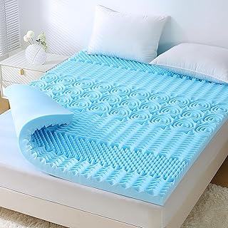 HUXMEYSON Cooling Mattress Topper Queen, 7 Zone Memory Foam Mattress Topper with Gel Infused, Egg Crate Bed Topper Mattress Pad, CertiPUR-US Certified, 2 Inch (60 * 80 Inch)