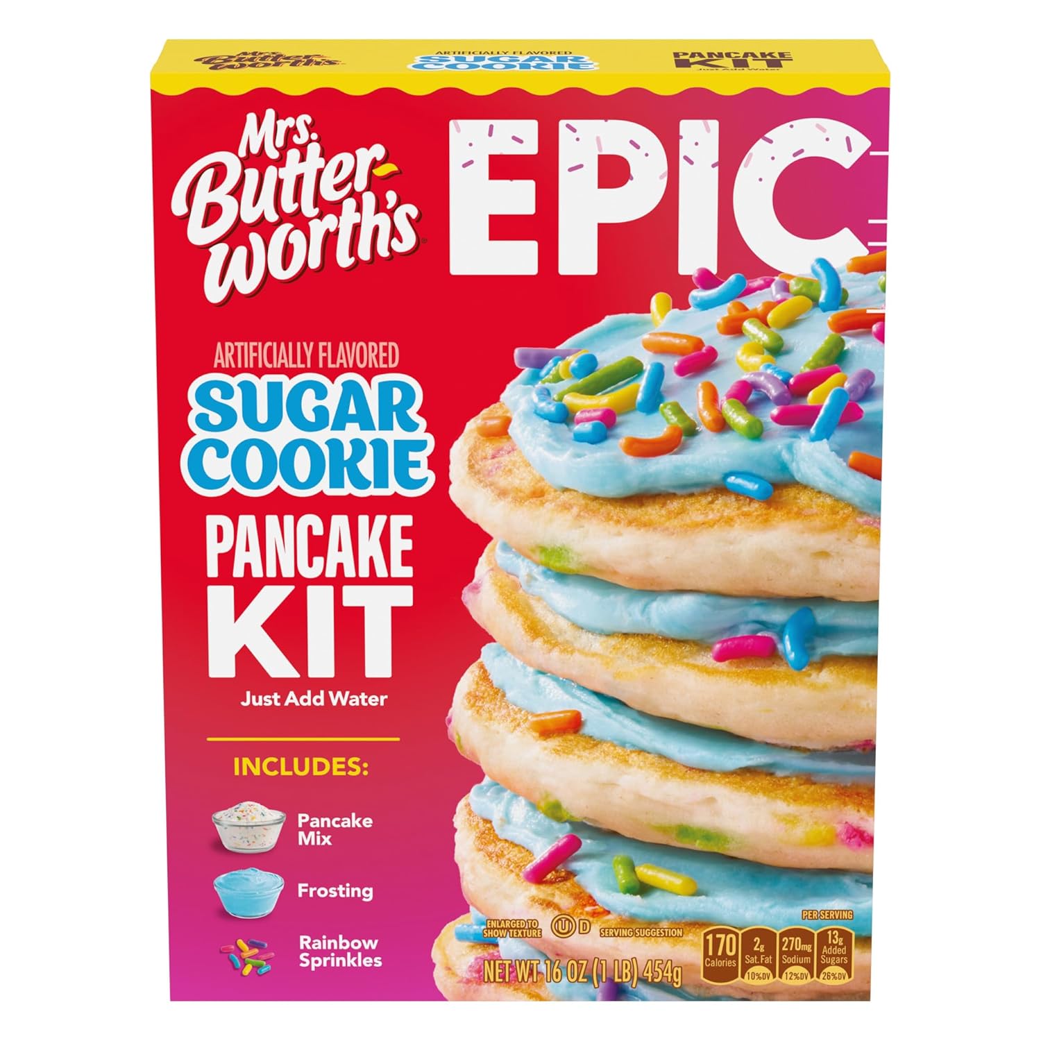 Mrs. Butterworth's Epic Sugar Cookie Flavored Pancake Mix Kit, 16 oz.