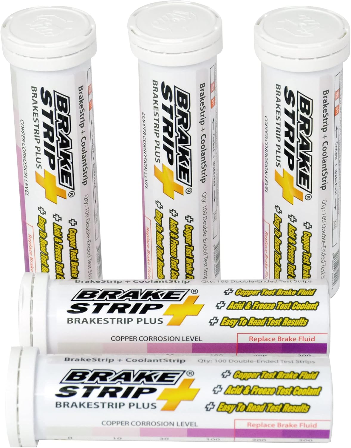 Phoenix Systems BrakeStrip Plus Service Center Brake Fluid + Coolant Test Strips. 500 Double Ended Brake Fluid Plus Coolant Test Strips. 5-Pack