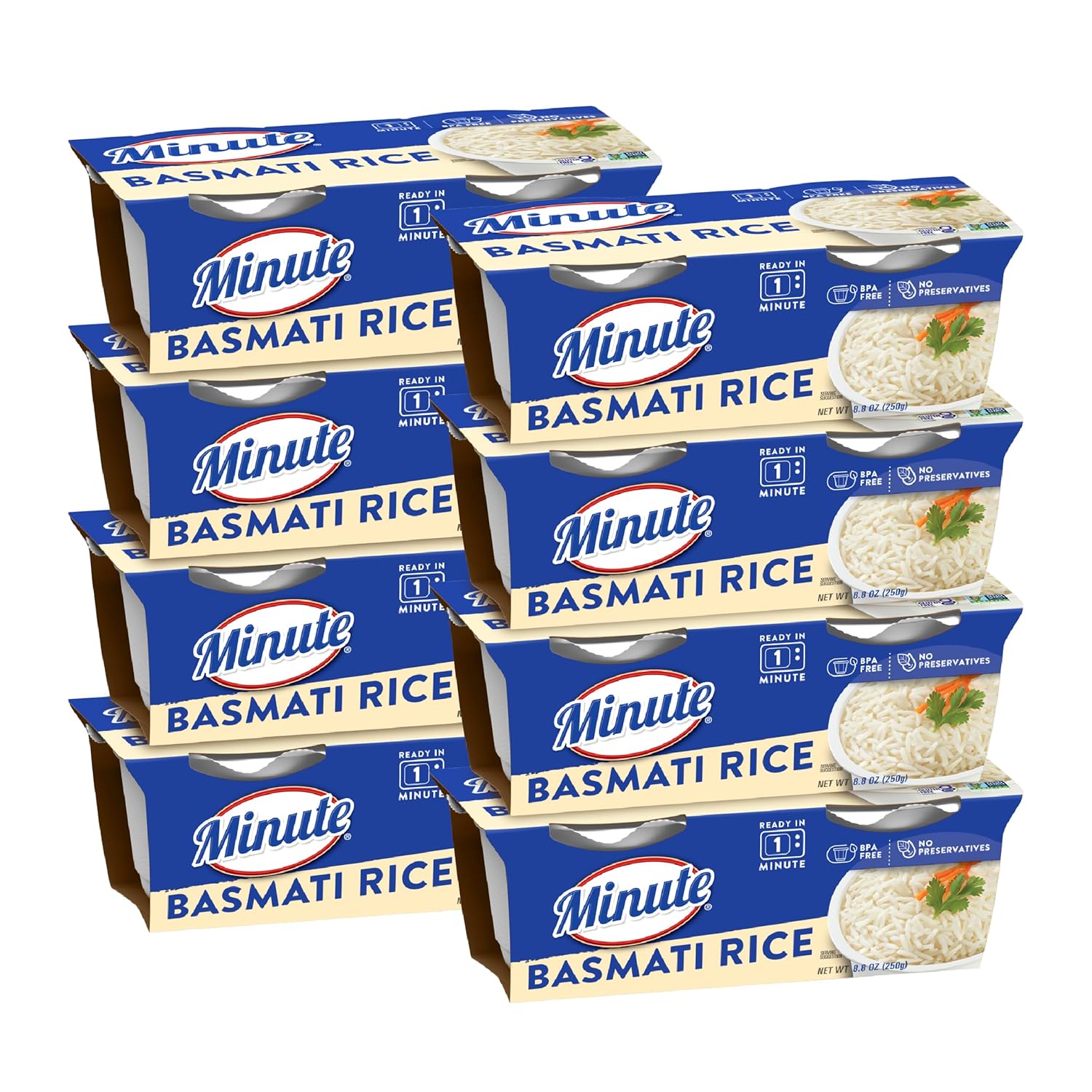 Minute Ready-to-Serve Basmati Rice, Microwavable Rice Cups, 8.8-Ounce Cups (Pack of 8)