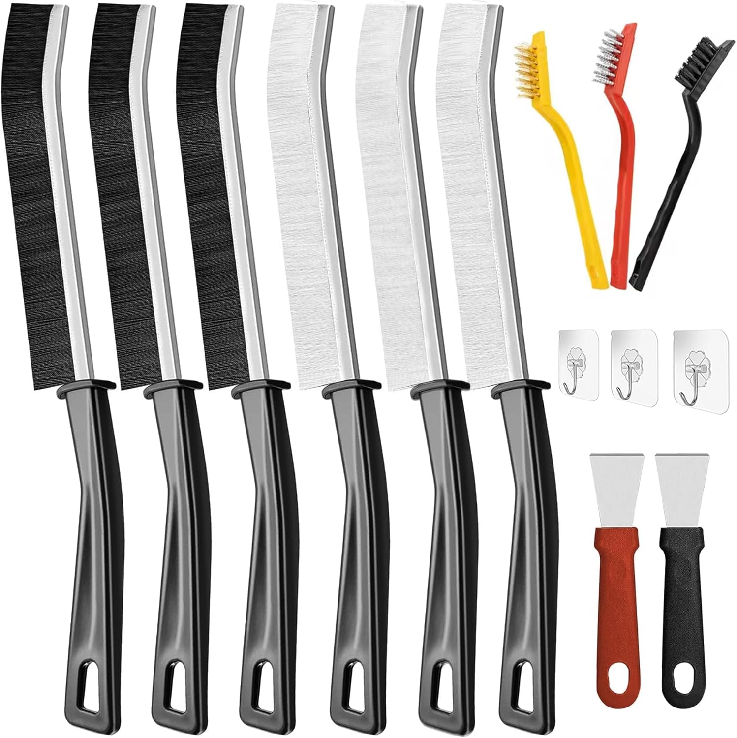 PhieeSeriy 14Pcs Crevice Cleaning Brush 2025, 5MM Hard Bristle Gap Cleaning Brush for Bathroom Tile Window Groove, Bathroom Crevice Cleaning Brush Tool Set with Wire Brush/Scrapers for Home Kitchen