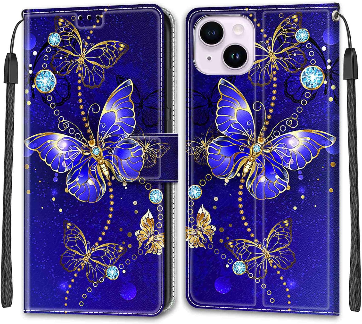 TOMYOU for iPhone 14 Plus (6.7") 2022 5G Case, PU Leather Wallet Book Flip Folio Stand View Cover Pouch Compatible with iPhone 14 Plus Phone Case (Butterfly)
