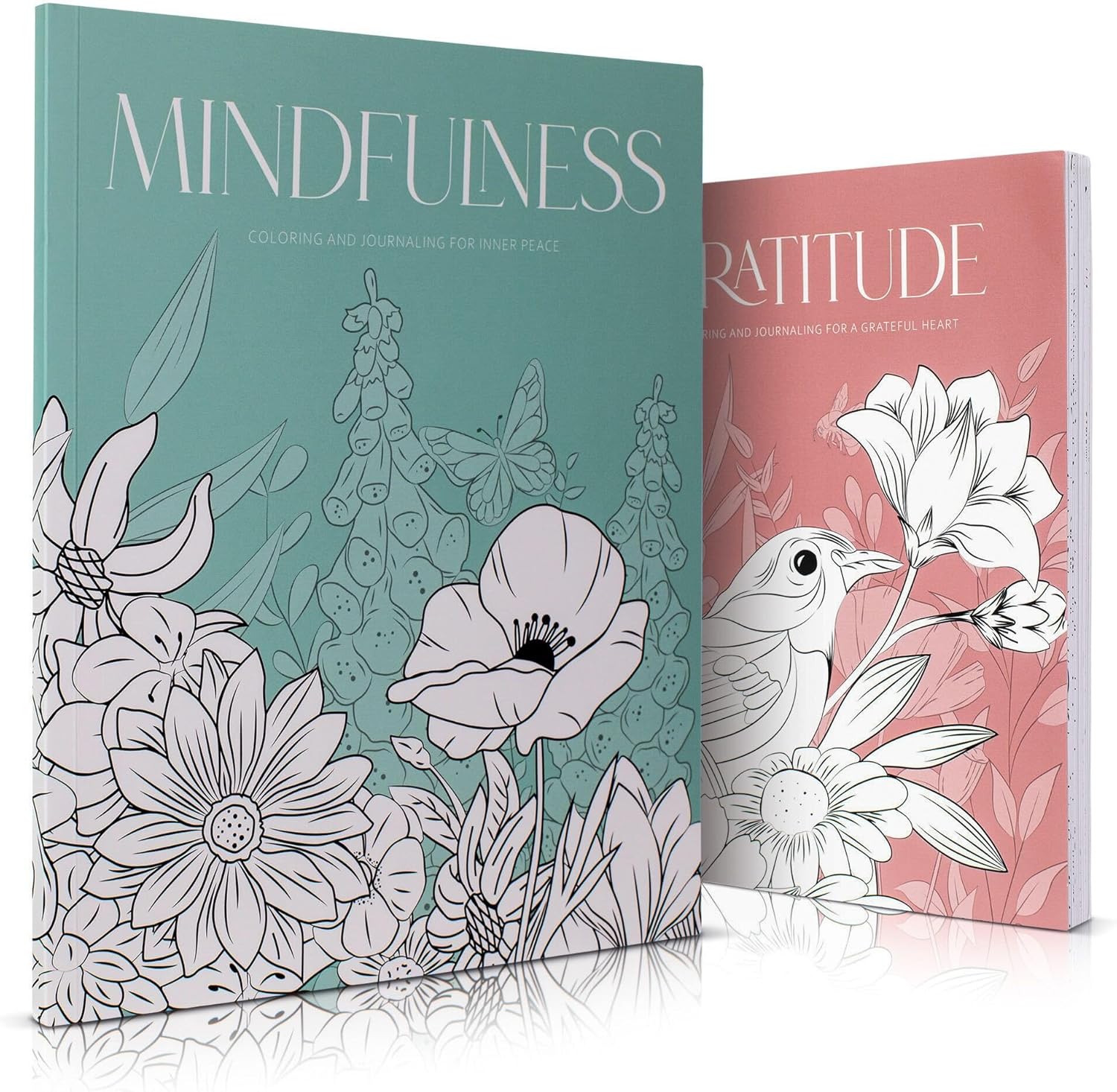 Beautiful Adult Coloring Book Set of 2 for Relaxation - Gratitude and Mindfulness Books with Inspirational Quotes Making it a Great Gift - Perfect Stress-Relieving Books Fun to Color for Women